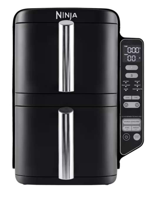 Friteuse sans huile Ninja DoubleStack SL300EU verticale 7,6 L, 6-en-1, noire – avec code promo