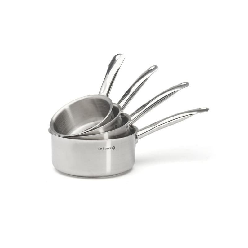 Lot de 4 casseroles De Buyer Prim'Appety en inox 18/10 – diamètres 14, 16, 18 et 20 cm