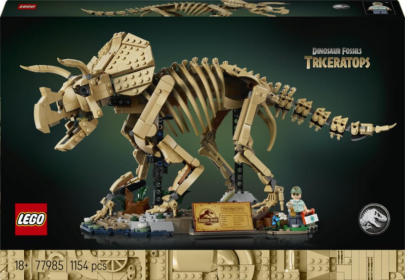 LEGO Jurassic World 77985 Les fossiles de dinosaure : le tricératops, 1154 pièces – avec coupon