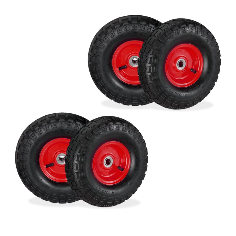 Lot de 4 roues pneumatiques de rechange pour diable, chariot ou brouette, 260 x 85 mm