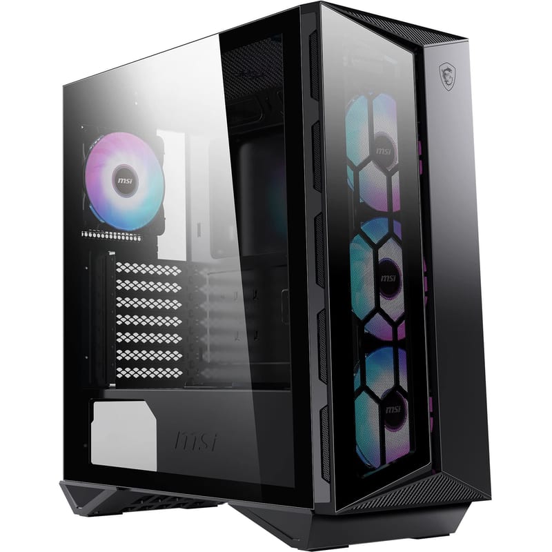 Boîtier PC moyenne tour MSI MPG Gungnir 110R ATX, 4 ventilateurs ARGB 120 mm, verre trempé