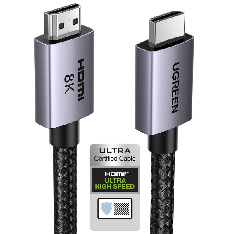 Câble HDMI 2.1 UGREEN 2 m en nylon tressé, 8K 60 Hz, 4K 120/240 Hz, 48 Gbit/s, eARC