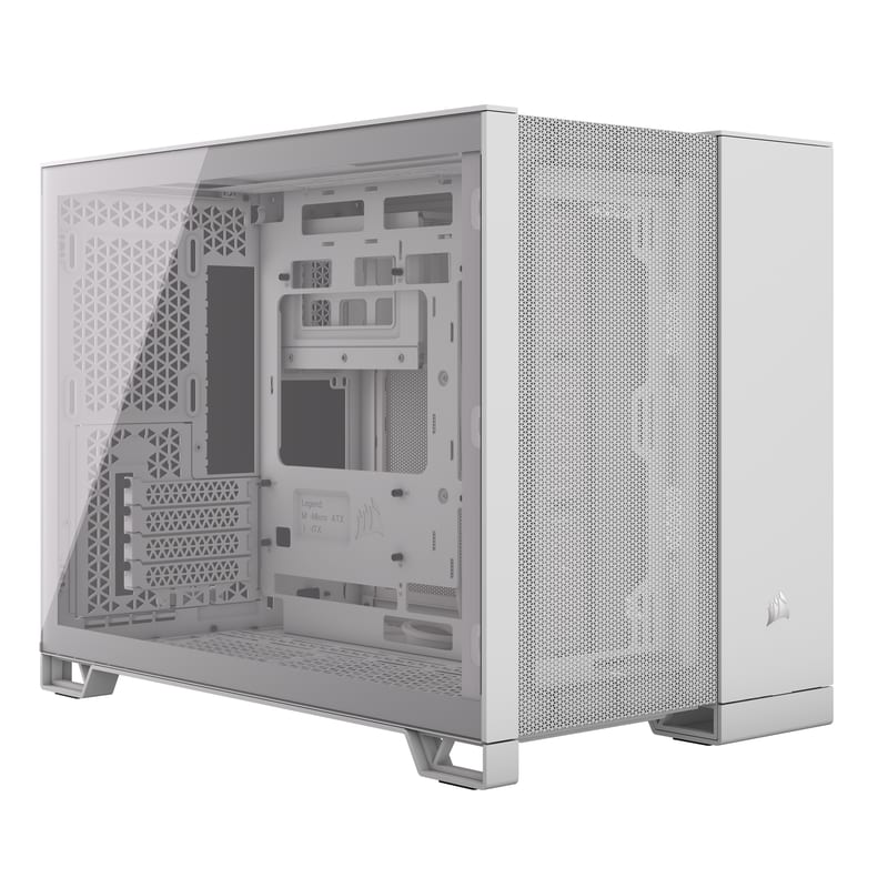 Boîtier PC Corsair 2500D Airflow Micro-ATX, façade et côté en verre trempé – blanc