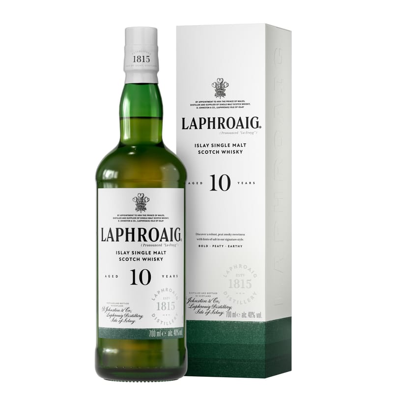 Whisky écossais single malt Laphroaig 10 ans, 40 % vol., bouteille de 70 cl