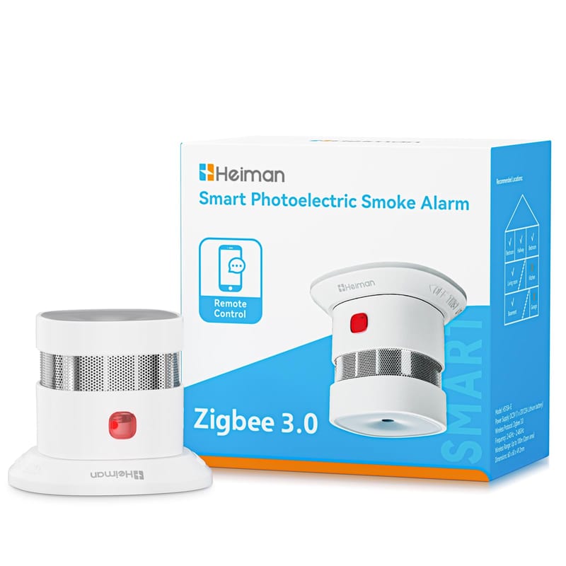 Détecteur de fumée connecté Heiman HS1SA-E-PLUS Zigbee 3.0, pile remplaçable 5 ans