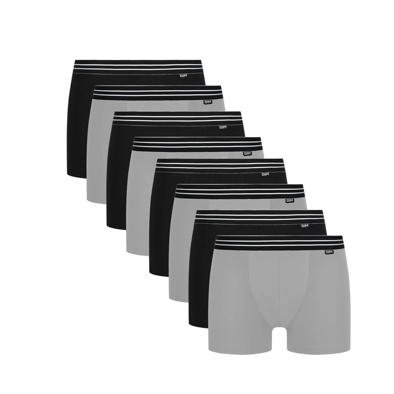 Lot de 8 boxers homme DIM Ecodim en coton stretch – taille XXL, coloris variés