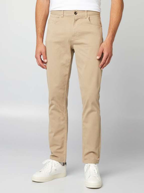 Pantalon chino slim Kiabi 5 poches en coton légèrement élastique – coloris beige, du 36 au 50
